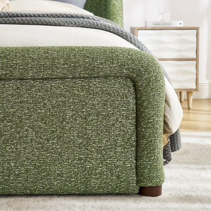 Tasmin Queen Upholstered Fabric Platform Bed - Olive