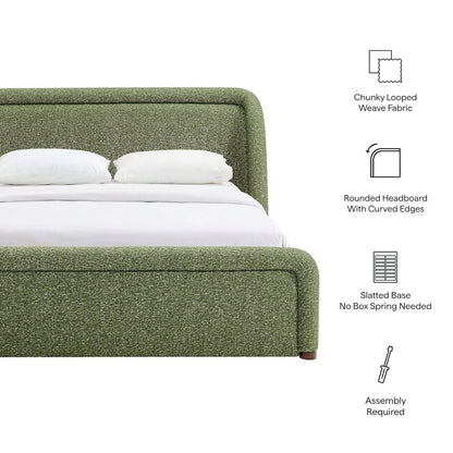 Tasmin Queen Upholstered Fabric Platform Bed - Olive