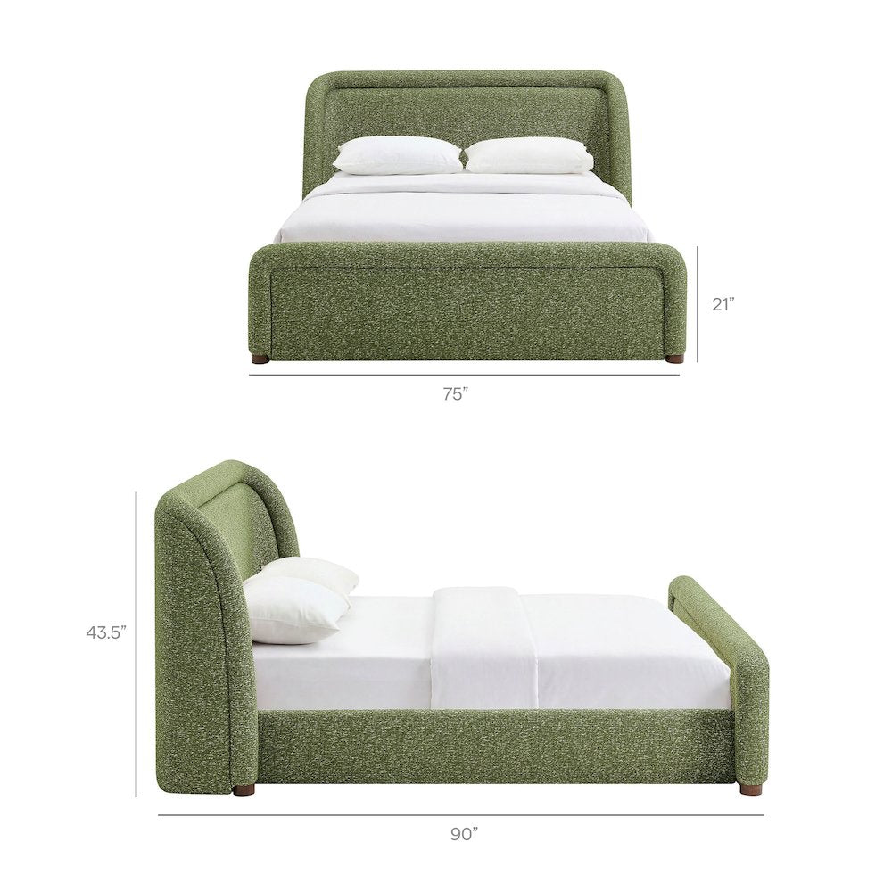 Tasmin Queen Upholstered Fabric Platform Bed - Olive