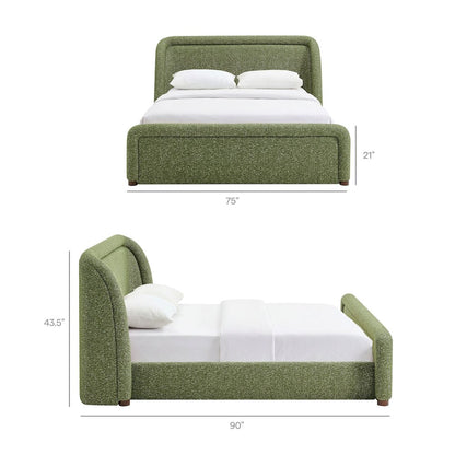 Tasmin Queen Upholstered Fabric Platform Bed - Olive