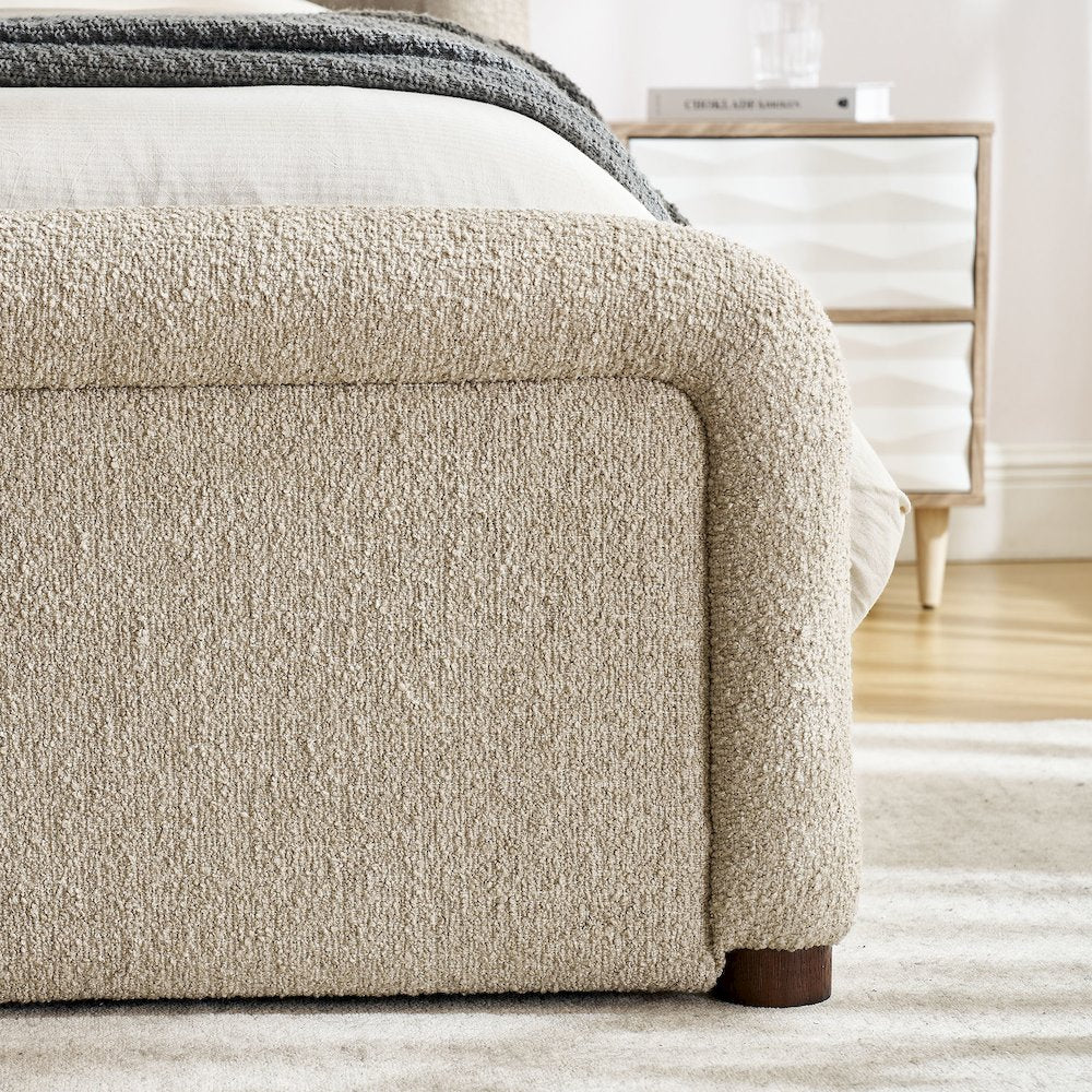 Tasmin King Upholstered Fabric Platform Bed - Linen