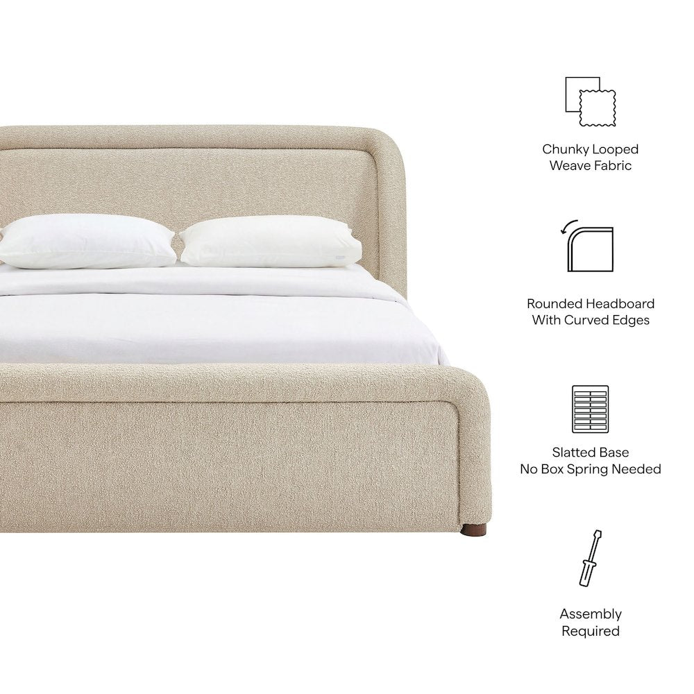 Tasmin King Upholstered Fabric Platform Bed - Linen