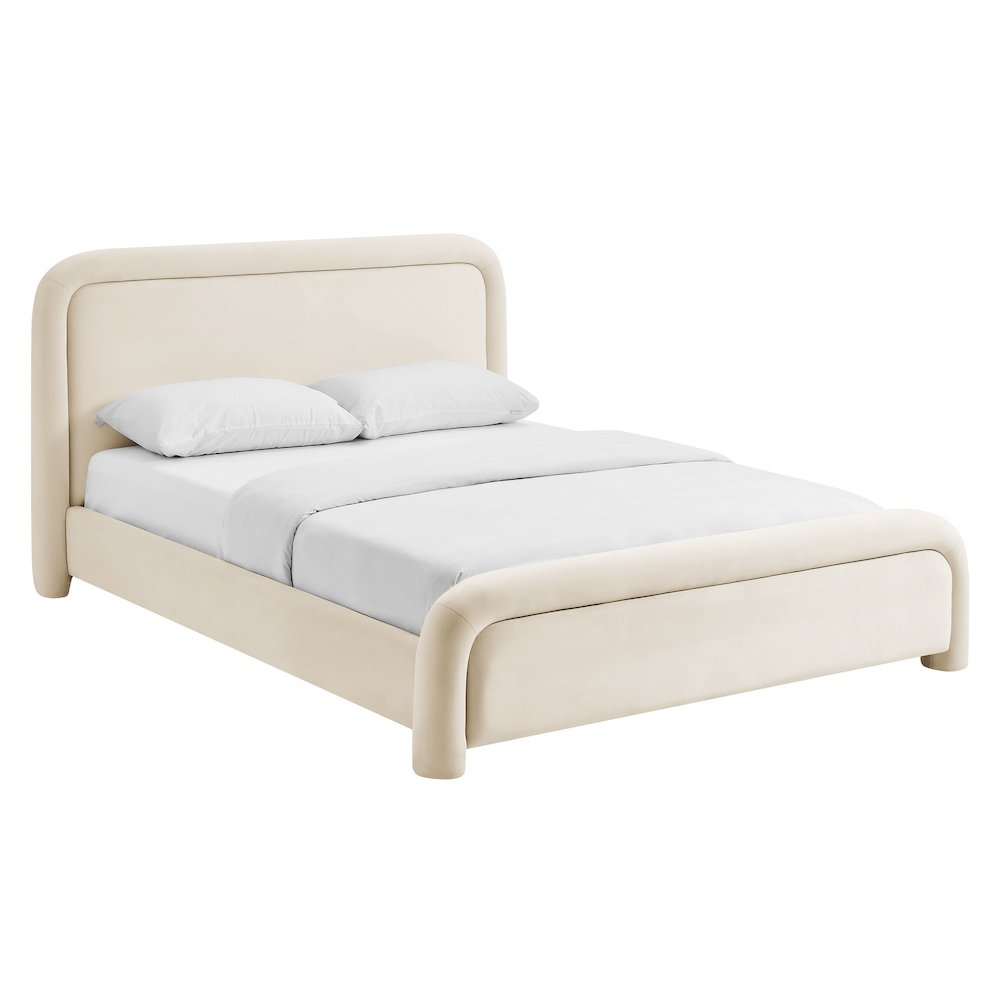 Beck Queen Performance Velvet Platform Bed - Alabaster
