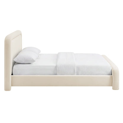 Beck Queen Performance Velvet Platform Bed - Alabaster