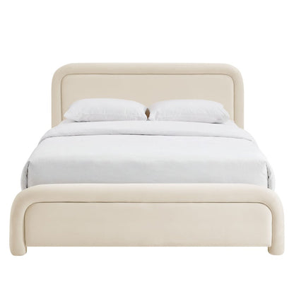 Beck Queen Performance Velvet Platform Bed - Alabaster
