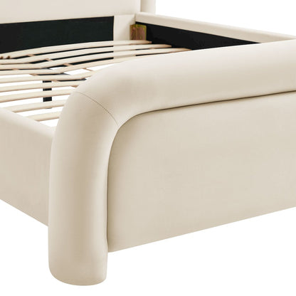 Beck Queen Performance Velvet Platform Bed - Alabaster