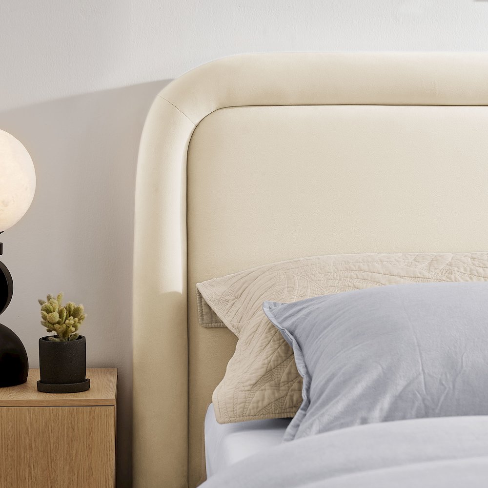 Beck Queen Performance Velvet Platform Bed - Alabaster