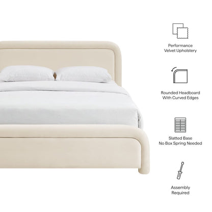Beck Queen Performance Velvet Platform Bed - Alabaster