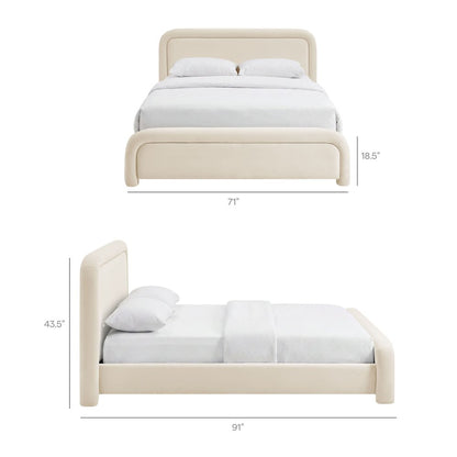 Beck Queen Performance Velvet Platform Bed - Alabaster