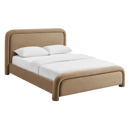 Beck Queen Performance Velvet Platform Bed - Taupe