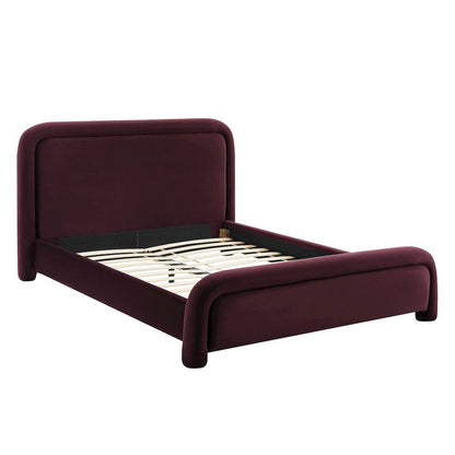 Beck King Performance Velvet Platform Bed - Mulberry