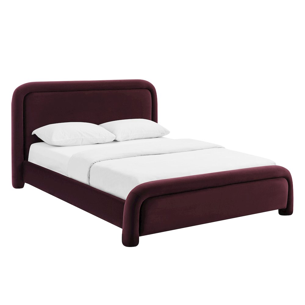 Beck King Performance Velvet Platform Bed - Mulberry