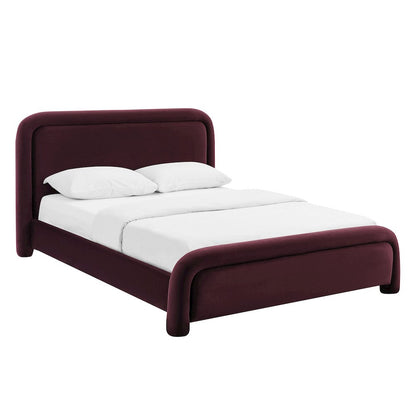 Beck King Performance Velvet Platform Bed - Mulberry