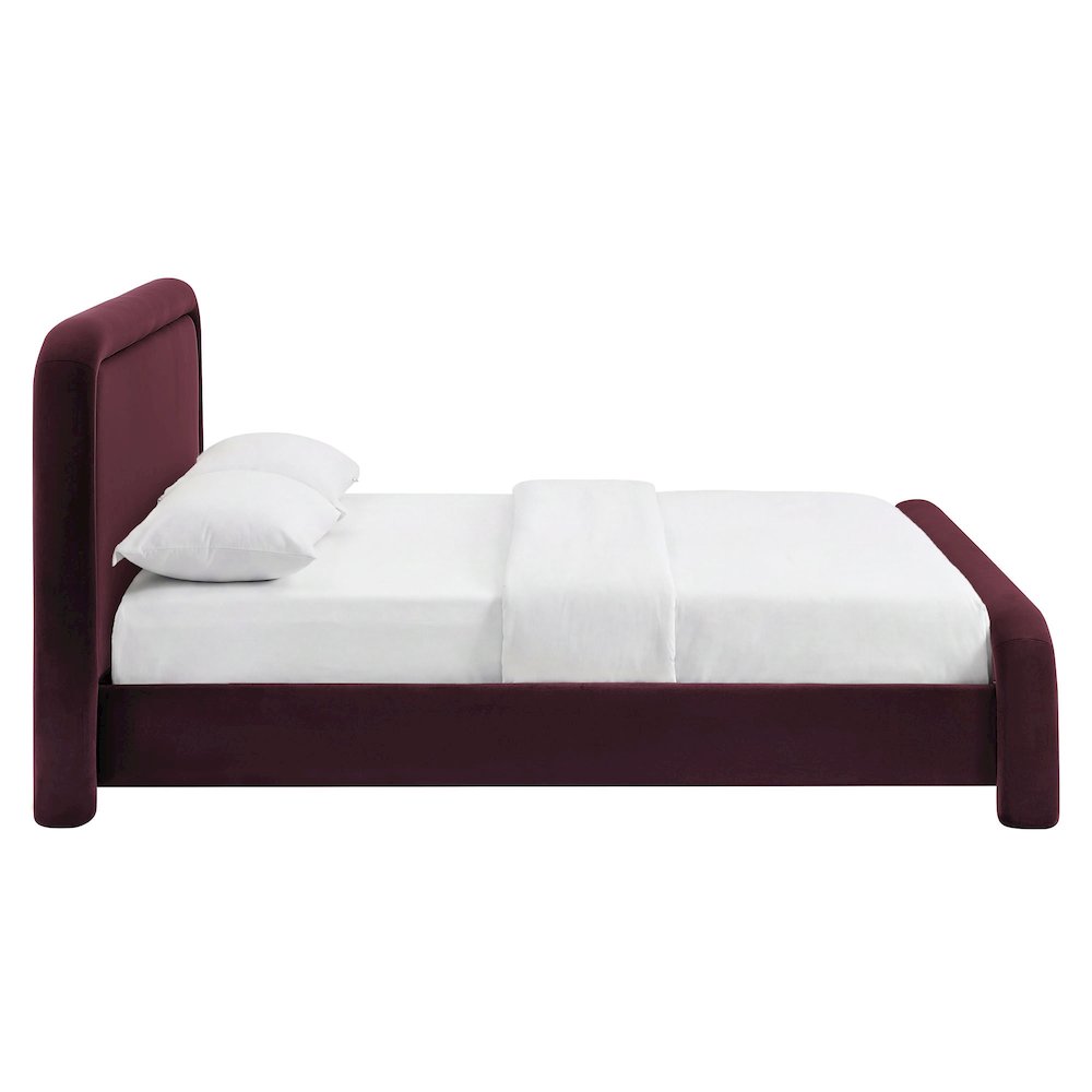Beck King Performance Velvet Platform Bed - Mulberry