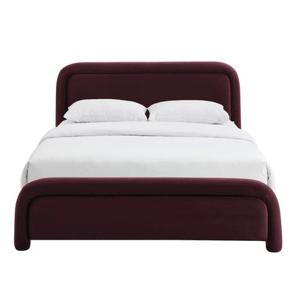 Beck King Performance Velvet Platform Bed - Mulberry
