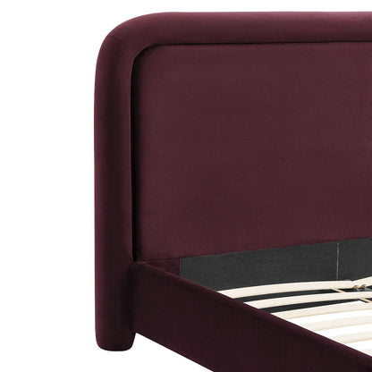 Beck King Performance Velvet Platform Bed - Mulberry
