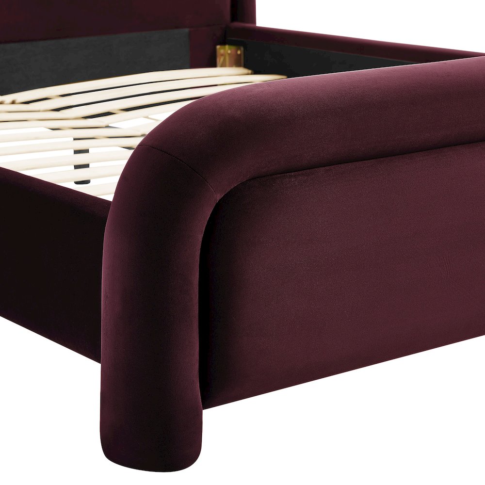 Beck King Performance Velvet Platform Bed - Mulberry