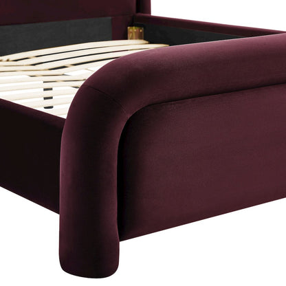 Beck King Performance Velvet Platform Bed - Mulberry