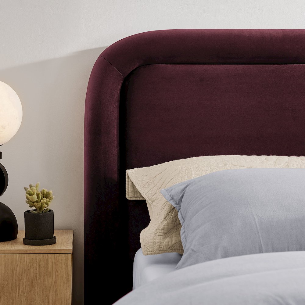 Beck King Performance Velvet Platform Bed - Mulberry