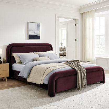 Beck King Performance Velvet Platform Bed - Mulberry