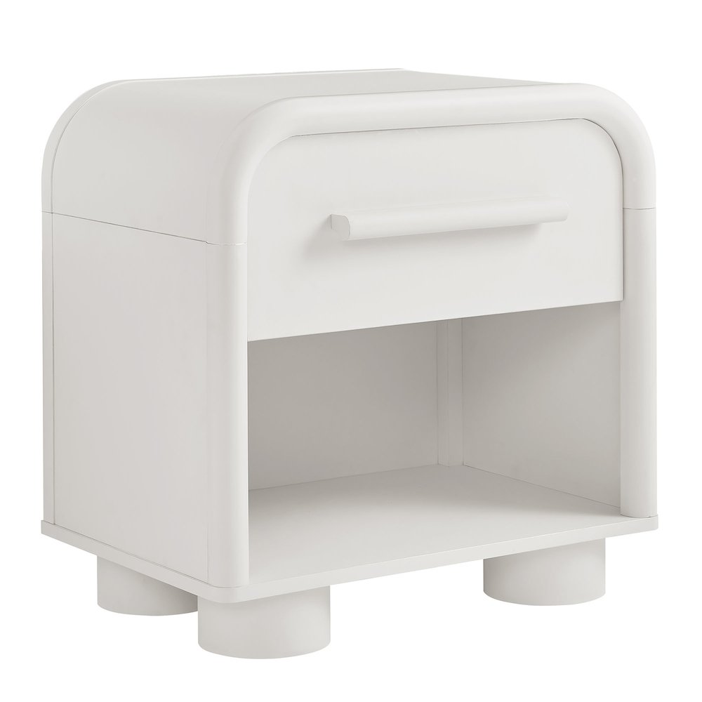 Bellamy Curved 1-Drawer Nightstand - White Matte