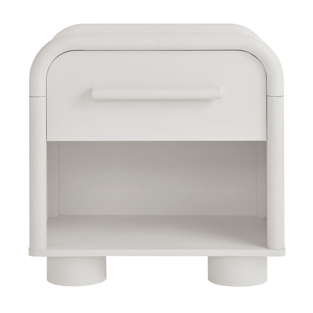 Bellamy Curved 1-Drawer Nightstand - White Matte