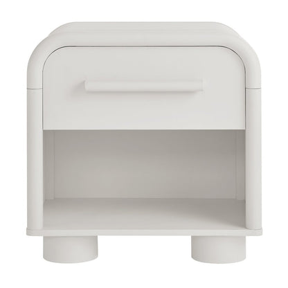 Bellamy Curved 1-Drawer Nightstand - White Matte