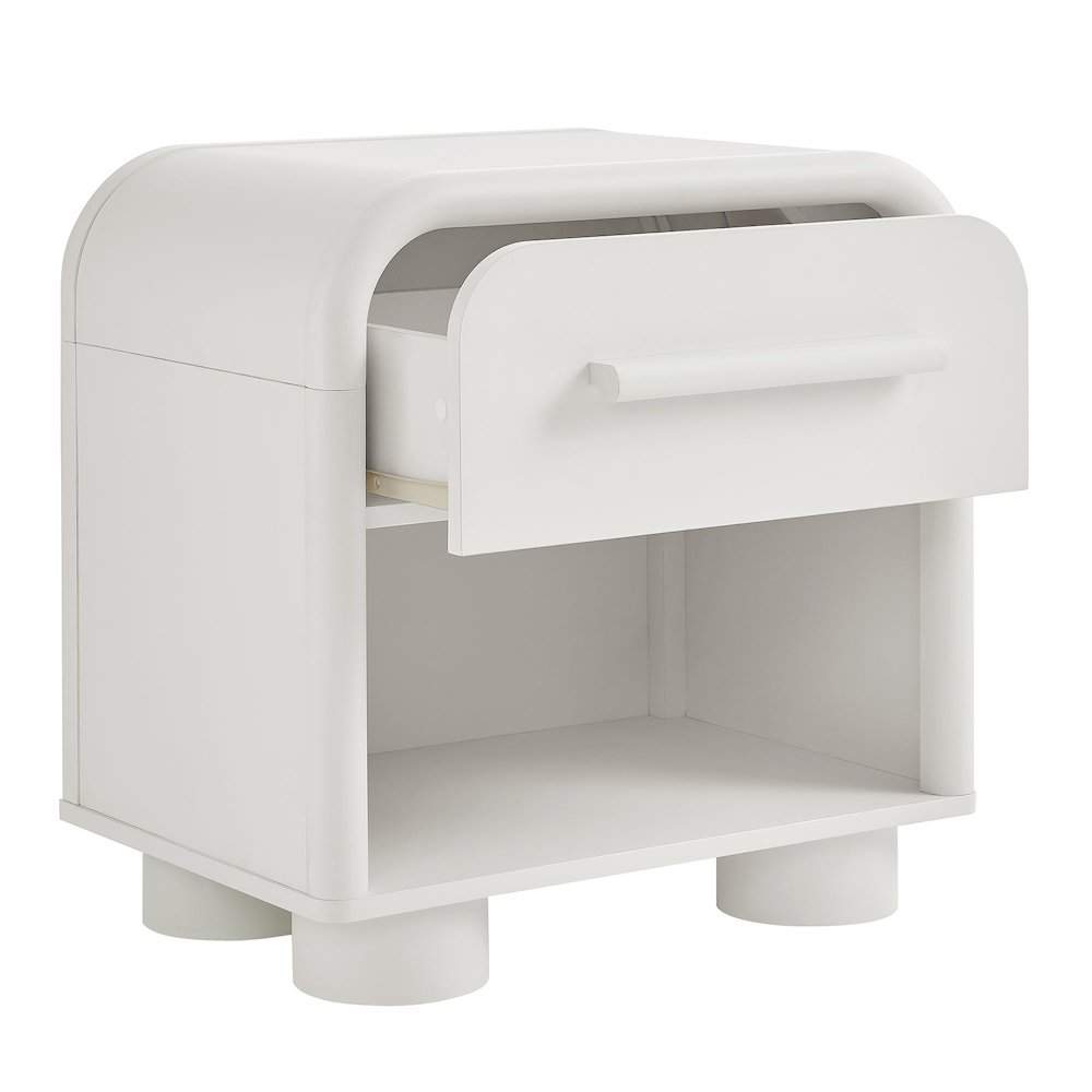 Bellamy Curved 1-Drawer Nightstand - White Matte