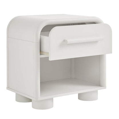 Bellamy Curved 1-Drawer Nightstand - White Matte