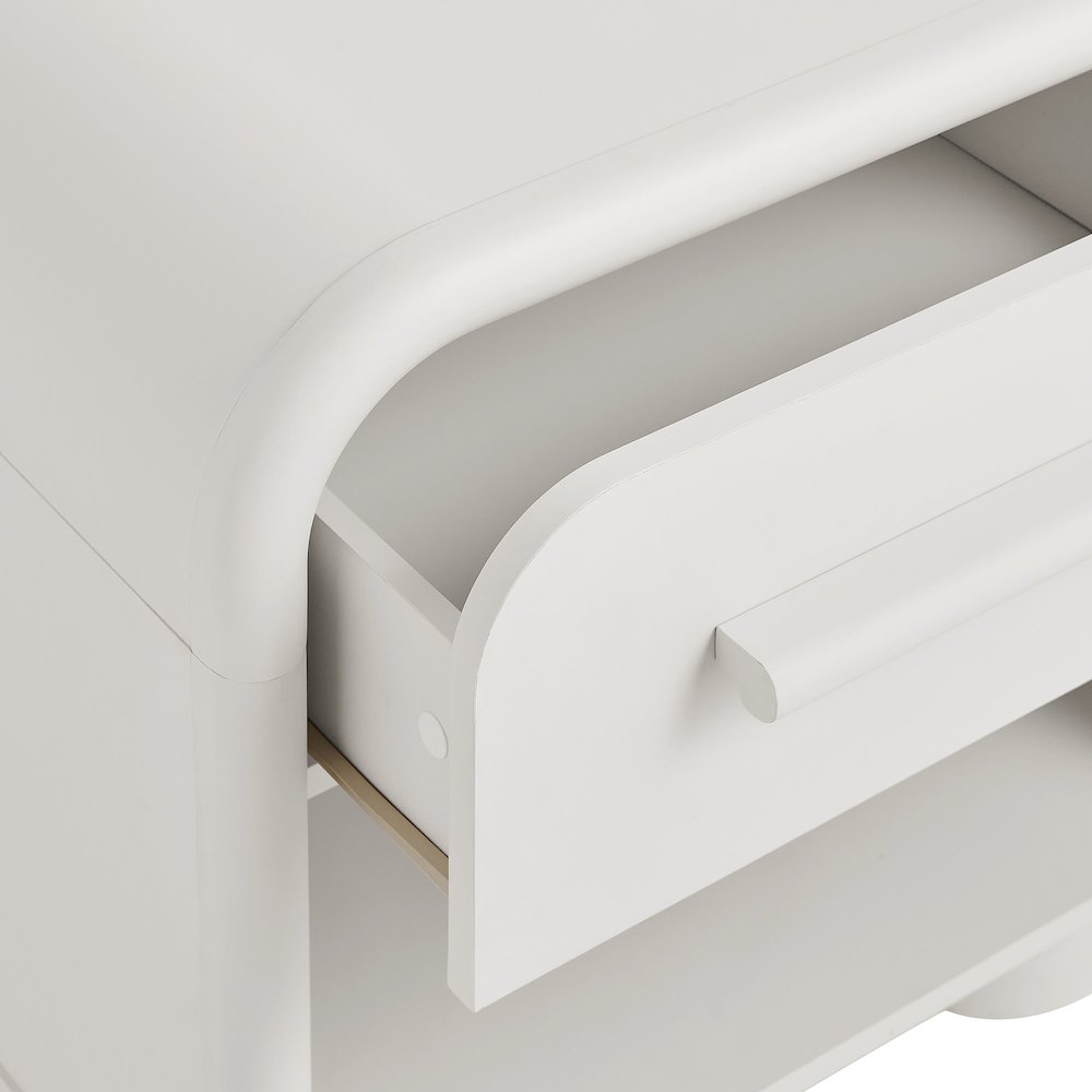 Bellamy Curved 1-Drawer Nightstand - White Matte