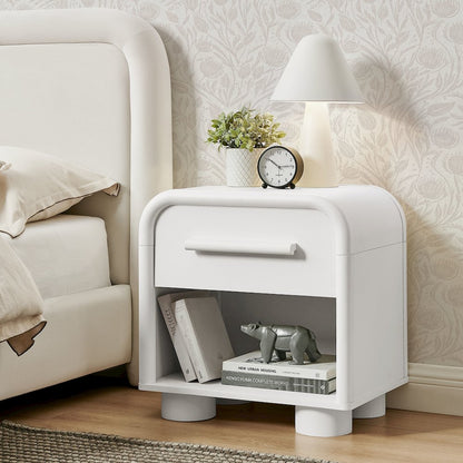 Bellamy Curved 1-Drawer Nightstand - White Matte