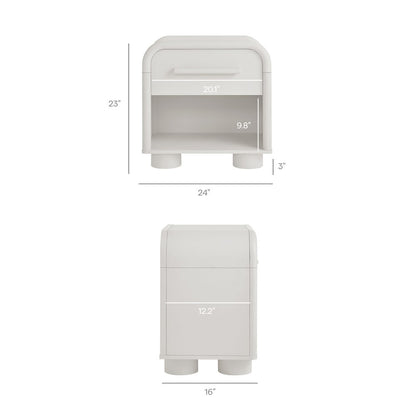 Bellamy Curved 1-Drawer Nightstand - White Matte