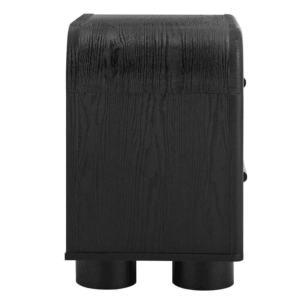 Bellamy Curved 2-Drawer Nightstand - Black Oak