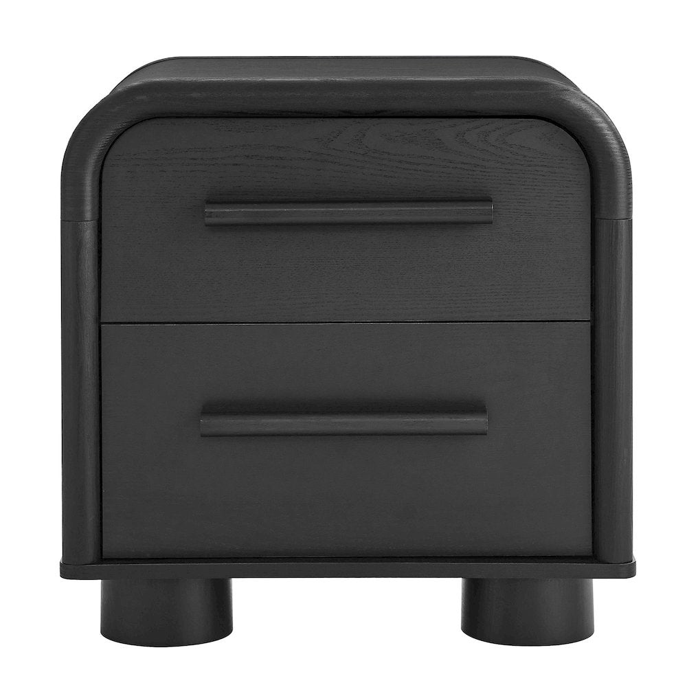 Bellamy Curved 2-Drawer Nightstand - Black Oak
