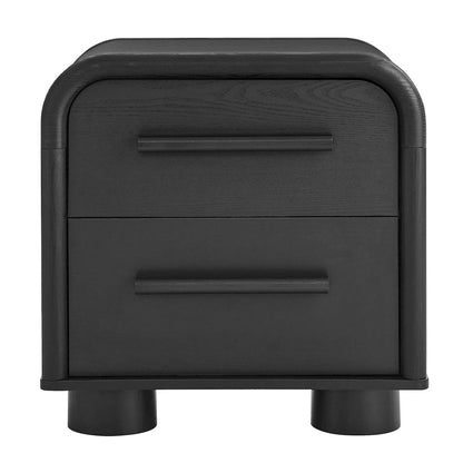 Bellamy Curved 2-Drawer Nightstand - Black Oak