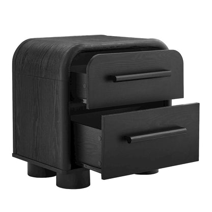 Bellamy Curved 2-Drawer Nightstand - Black Oak