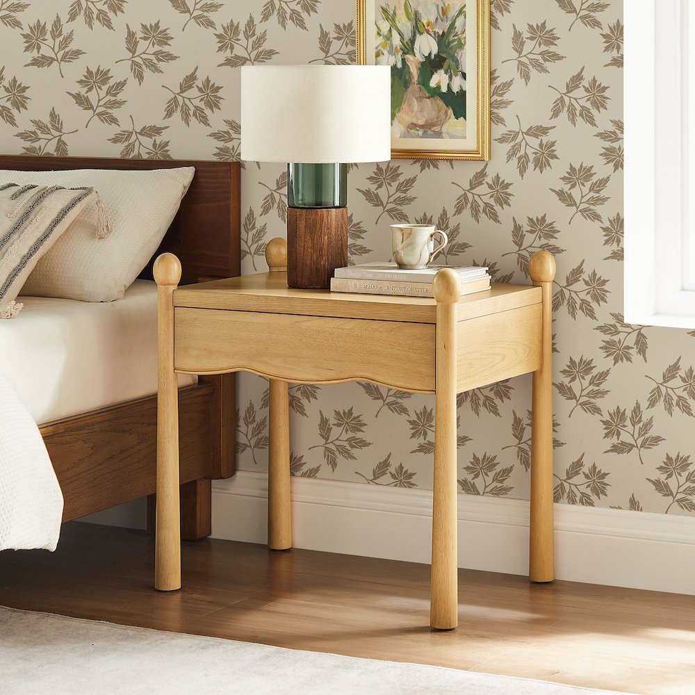 Darcy Wood Nightstand or Side Table - Oak