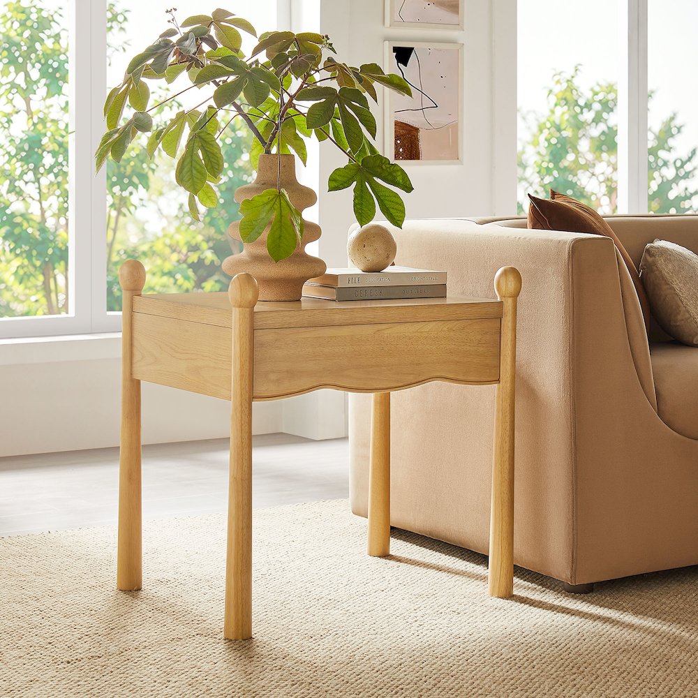 Darcy Wood Nightstand or Side Table - Oak