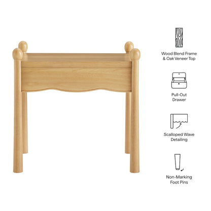 Darcy Wood Nightstand or Side Table - Oak