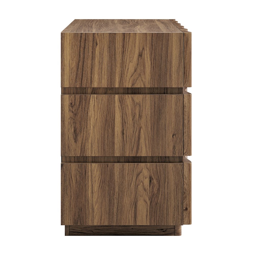 Isola Wavy 3 Drawer Chest - Walnut