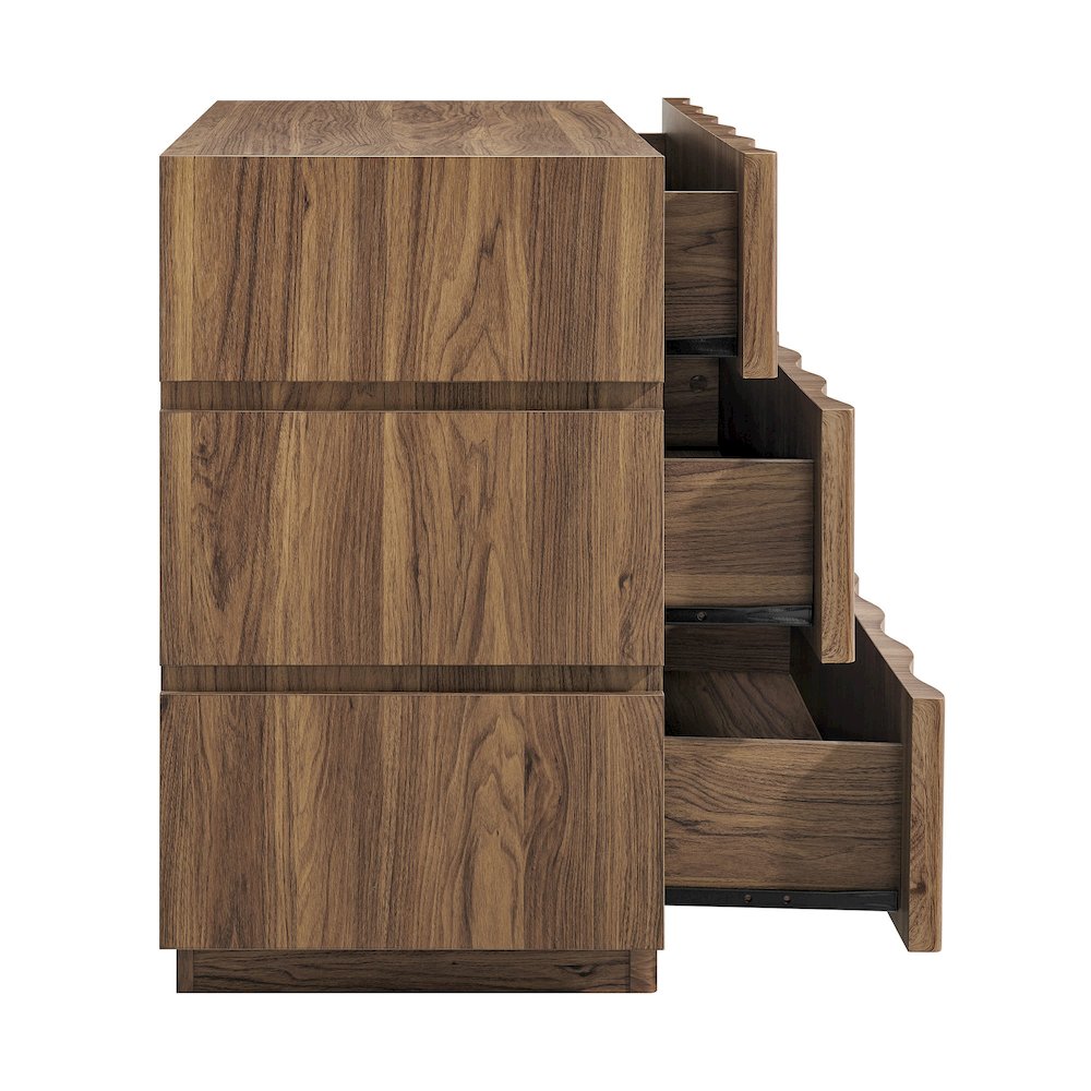 Isola Wavy 3 Drawer Chest - Walnut