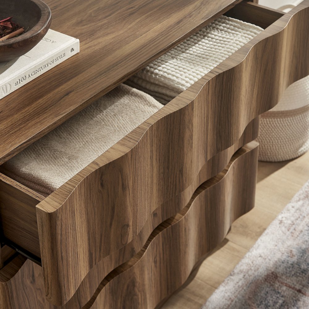 Isola Wavy 3 Drawer Chest - Walnut