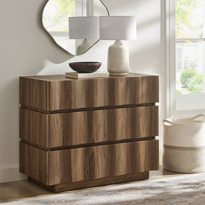 Isola Wavy 3 Drawer Chest - Walnut