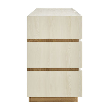 Isola Wavy 6 Drawer Dresser - White Light Oak