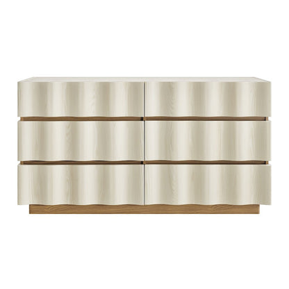 Isola Wavy 6 Drawer Dresser - White Light Oak