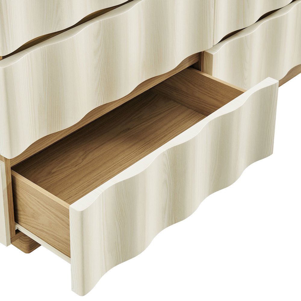 Isola Wavy 6 Drawer Dresser - White Light Oak