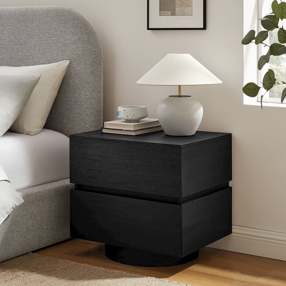 Koval Floating Pedestal 2-Drawer Nightstand - Black