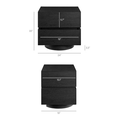 Koval Floating Pedestal 2-Drawer Nightstand - Black