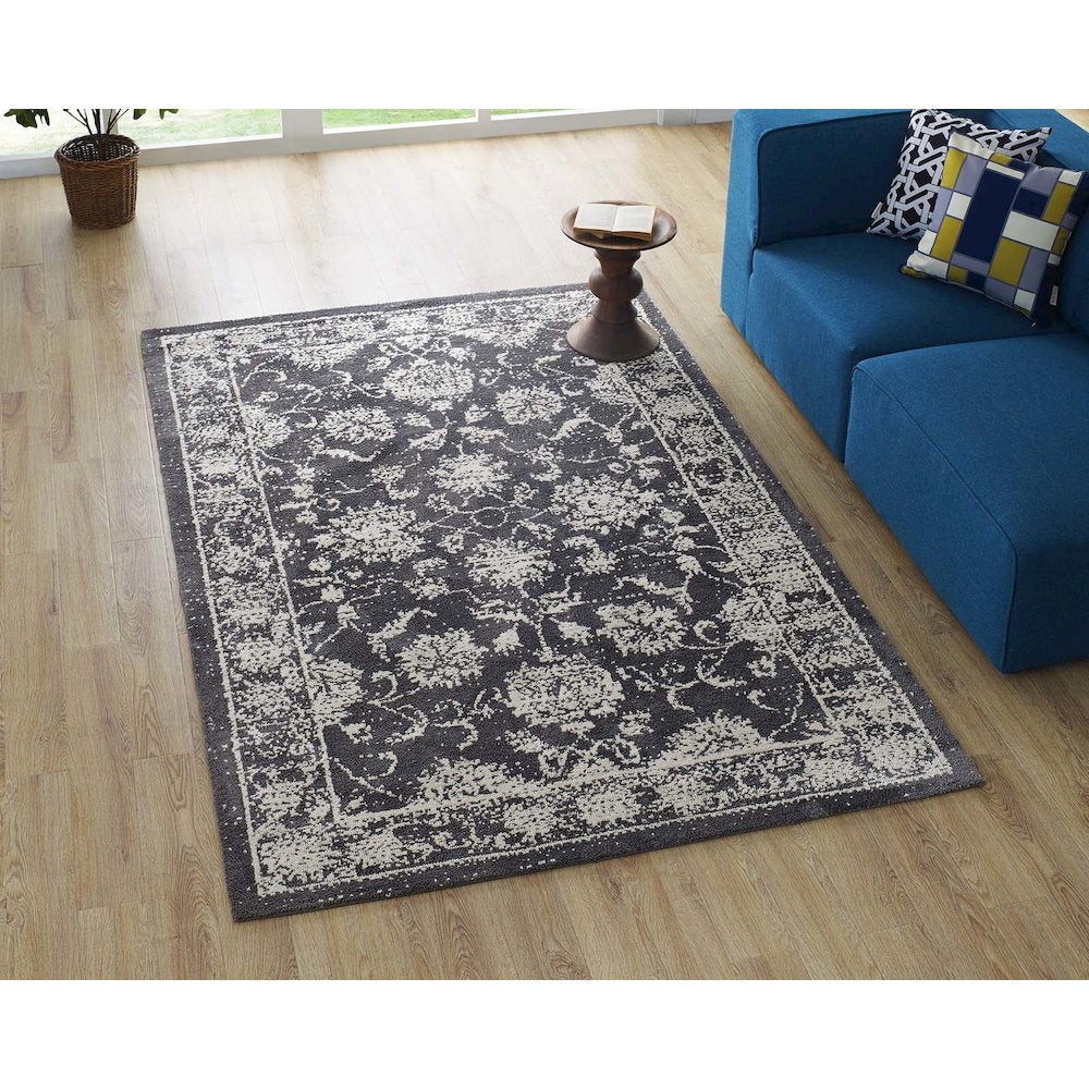 Kazia Distressed Floral Lattice 5x8 Area Rug