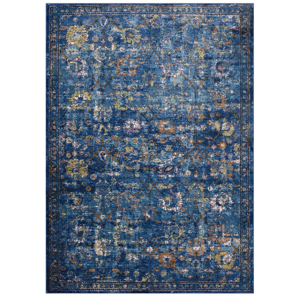 Minu Distressed Floral Lattice 5x8 Area Rug